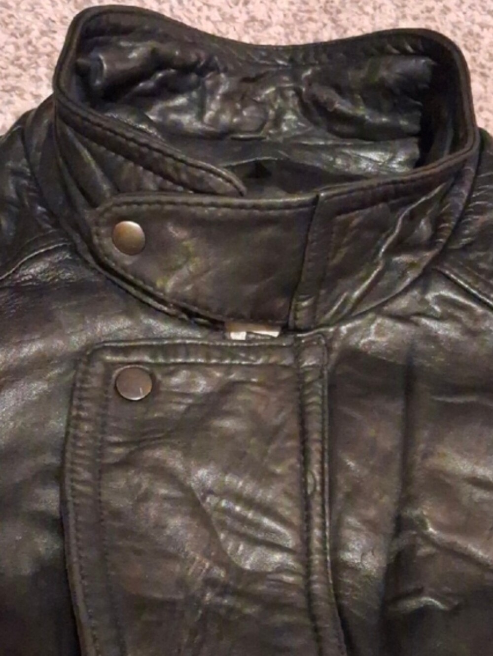 Vintage Pelle Studio Black Leather Zip-Front Mens Jacket